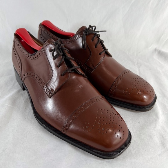 BALLY Brown Leather Derby Semi Brogue Loafers Made in Switzerland Marked as 8US - Picture 4 of 13